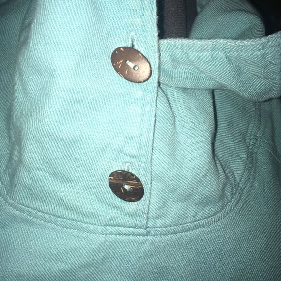 Soft Surroundings PS light blue /green cowl neck sweatshirt - Picture 2 of 4